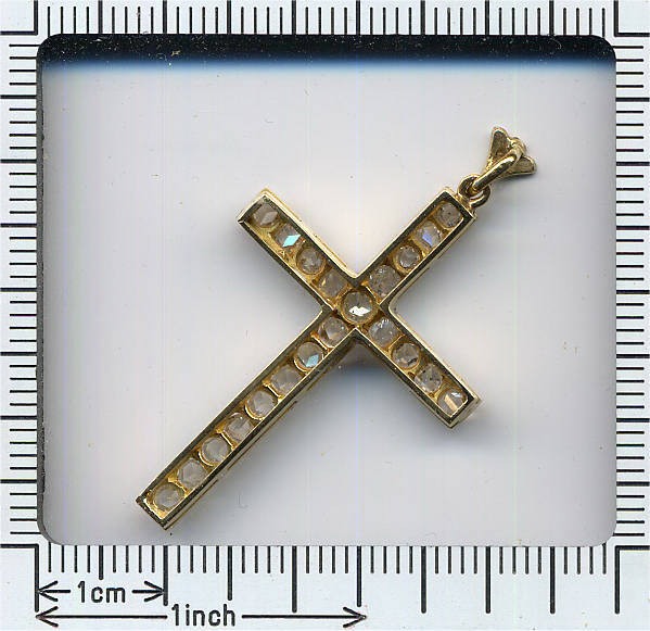 White gold rose cut diamond jeweled cross, estate jewelry
